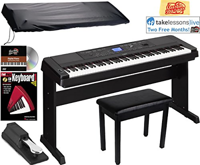 Yamaha DGX-660 Digital Piano - Black Bundle with Furniture Bench, Sustain Pedal,