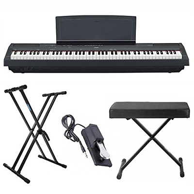 Yamaha P125 88 Weighted Key Digital Piano Bundle with Knox Double X Stand, Knox