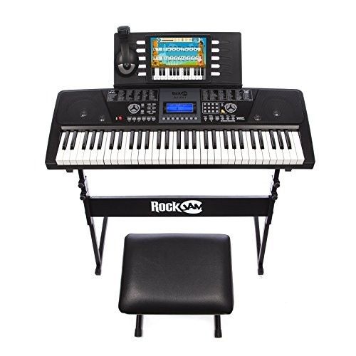 Piano Keyboard Kit Digital Electronic Beginners Stand Stool Headphones 61 Keys