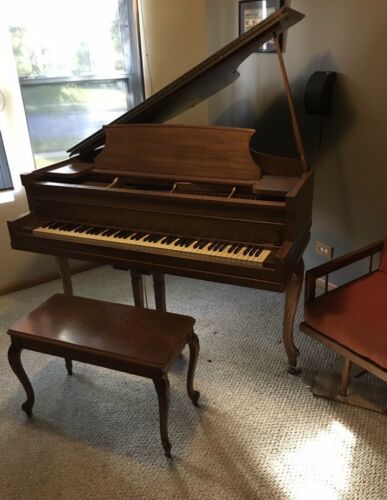 Clemens and crane chicago vintage walnut baby grand piano 1938