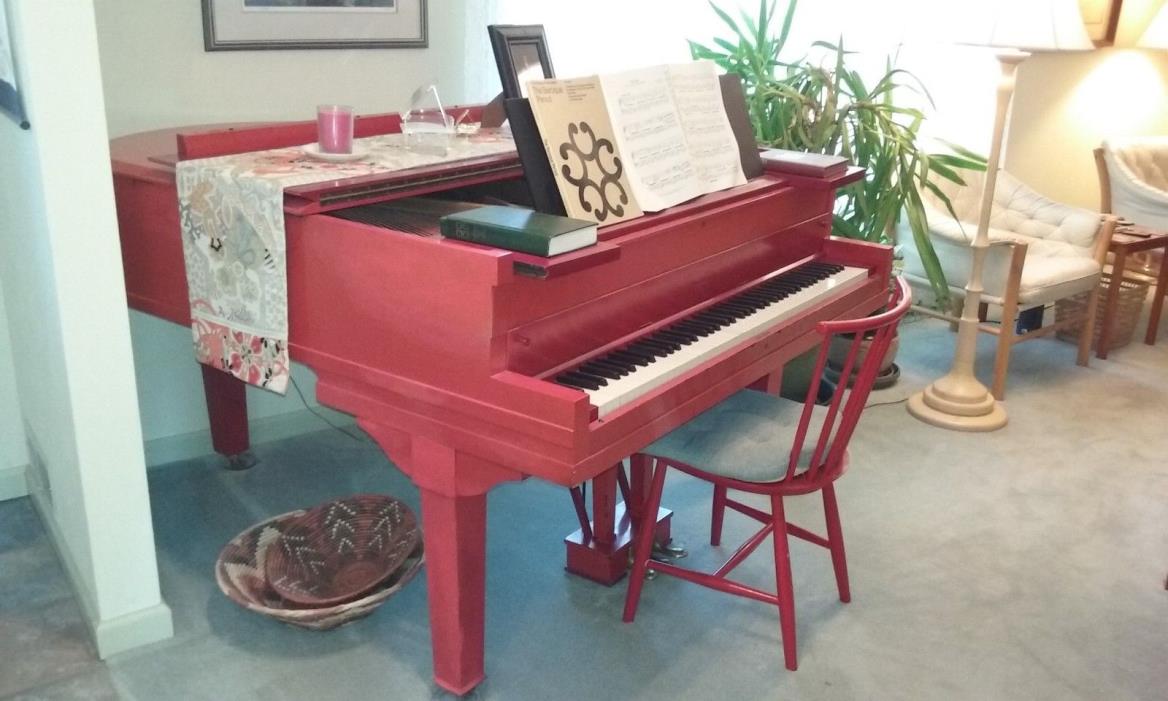 Vintage 1920 Fischer Baby Grand Piano Chinese Red * Pickup Only * (no shipping)