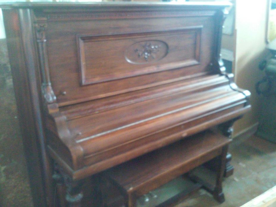 NEWMAN BROS. CO. OVERSTRUNG UPRIGHT GRAND PIANO ANTIQUE CIRCA 1900'S
