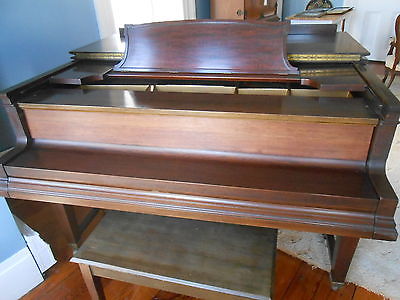 1927 STEINWAY Model L Ribbon Mahogany Grand Piano w/Double Legs Orig Mechanics
