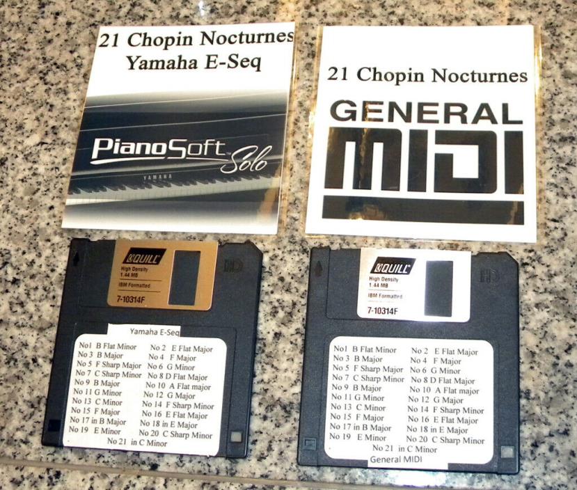24 Chopin Nocturnes in Both MIDI & Yamaha PianoSoft E-Seq format on 2SDD Floppy