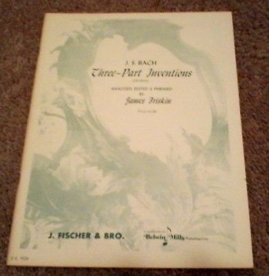 PIANO SHEET MUSIC BOOK - THREE PART INVENTIONS - JS BACH - JAMES FRISKIN