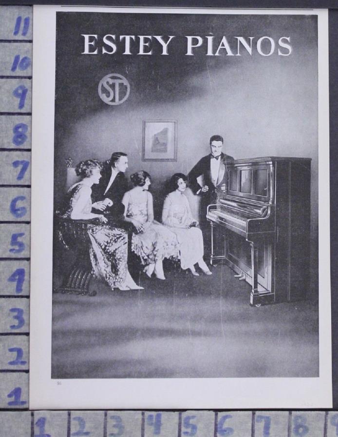 1920 ESTEY PIANO FLAPPER SHEIK PIANIST MUSIC DANCE SING VINTAGE ART AD  ZJ53