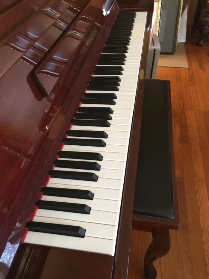 HIGH POLISHED MAHOGANY PEARL RIVER UPRIGHT PIANO WITH BENCH [LOCAL PICKUP ONLY]