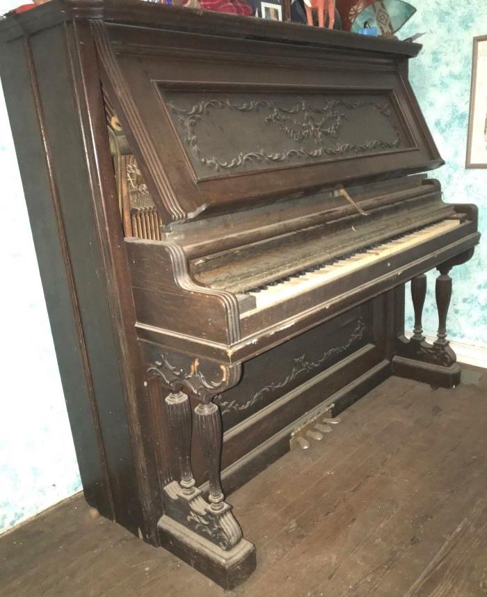 Crown 4-Pedal Victorian Upright Piano Geo P Bent 1898 Orchestral Grand