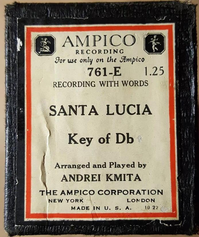 AMPICO Piano Roll: Santa Lucia Key of D Flat - Andrei Kmita 761-E