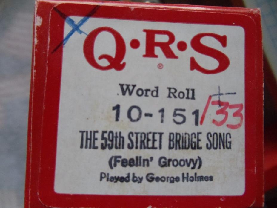 QRS 88 note Player piano roll 10-151 the 59th street bridge song  (Feeling Groov