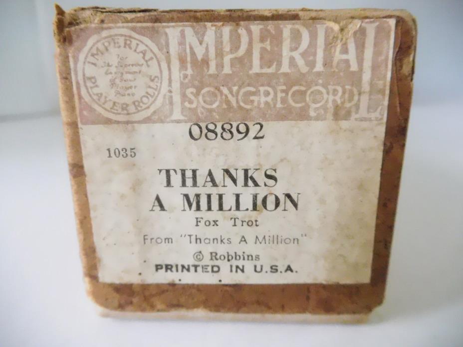 THANKS A MILLION  - IMPERIAL Player Piano Roll  08892 - NO DAMAGE