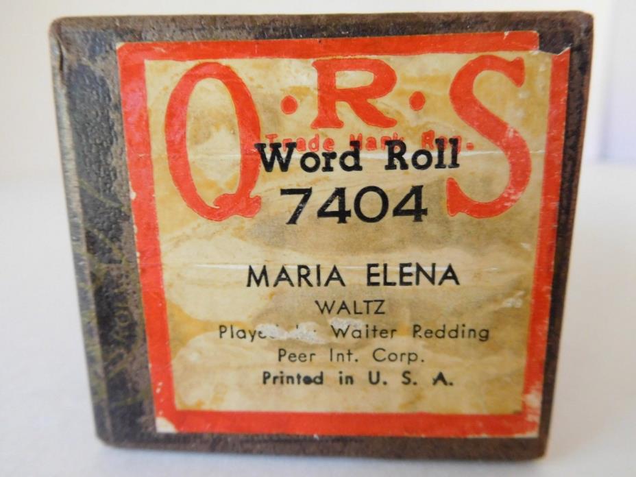 MARIA ELENA - QRS Player Piano Word Roll 7404 -NO DAMAGE -P/B W. REDDING