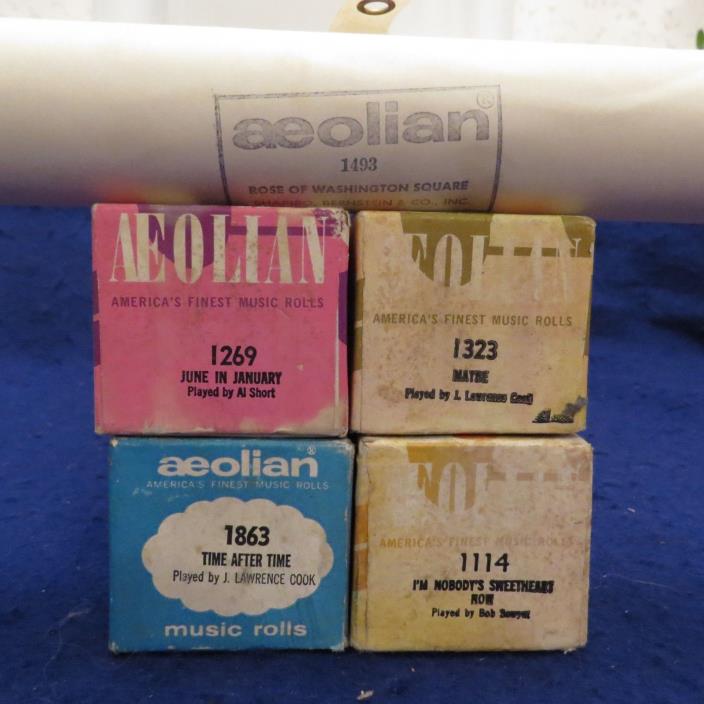 Vtg Lot of 5 AEOLIAN Player Piano Music Rolls - Lawrence Cook Time After Time...