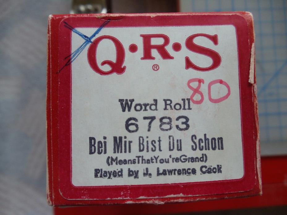 QRS 88 note Player piano roll 6783 Bei Mir bist Du Scon