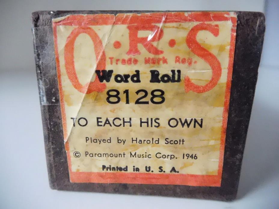 TO EACH HIS OWN - QRS Player Piano Word Roll 8128 - NO DAMAGE- P/B Harold Scott