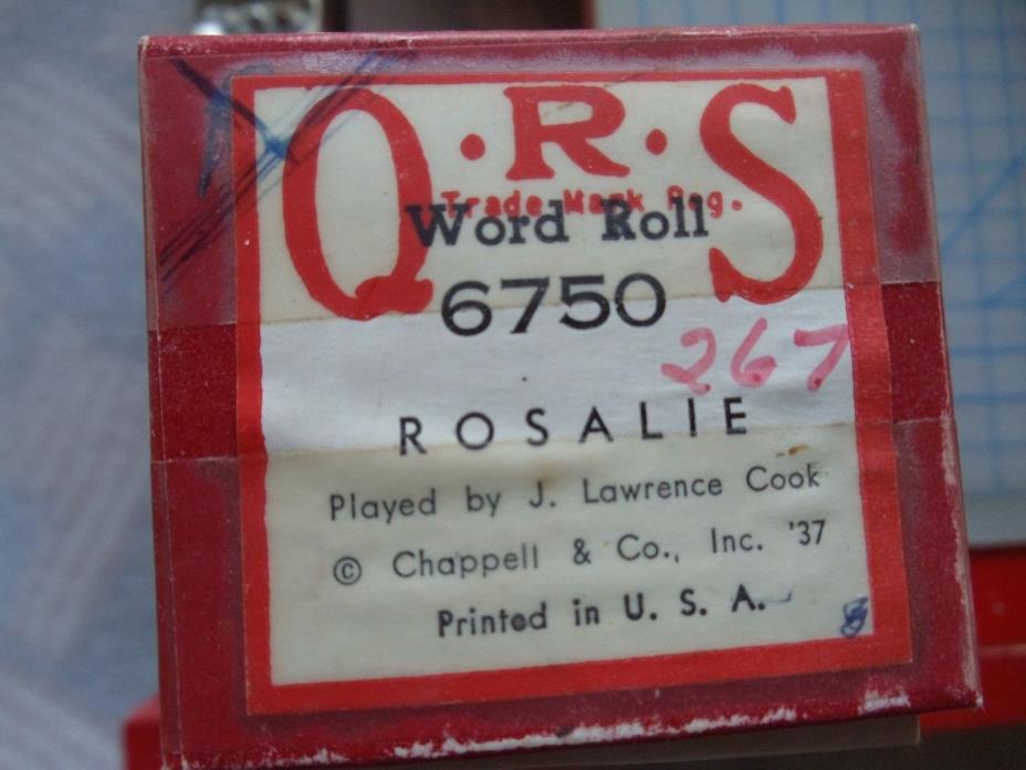QRS 88 note Player piano roll 6750 Rosalie