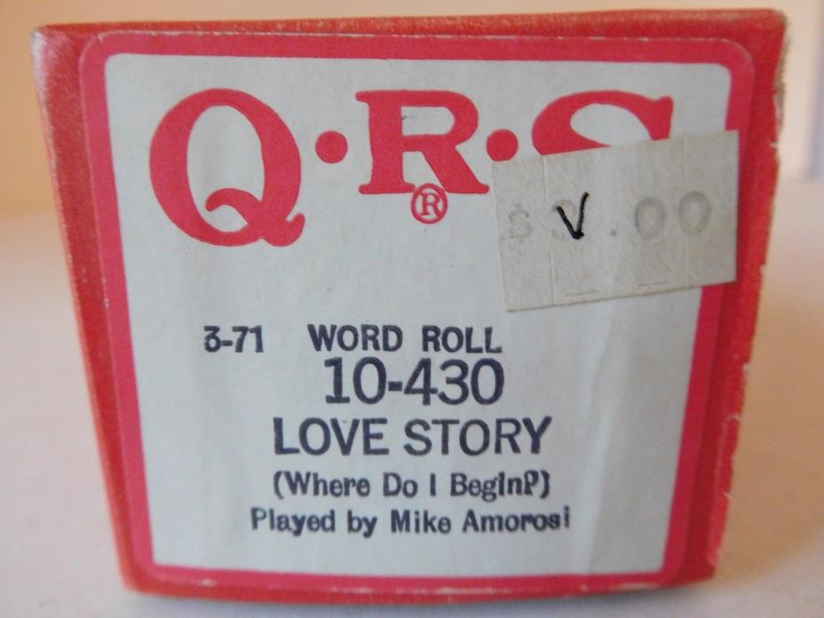 LOVE STORY - QRS Player Piano Word Roll 10-430 - NO DAMAGE -P/B MIKE AMOROSI