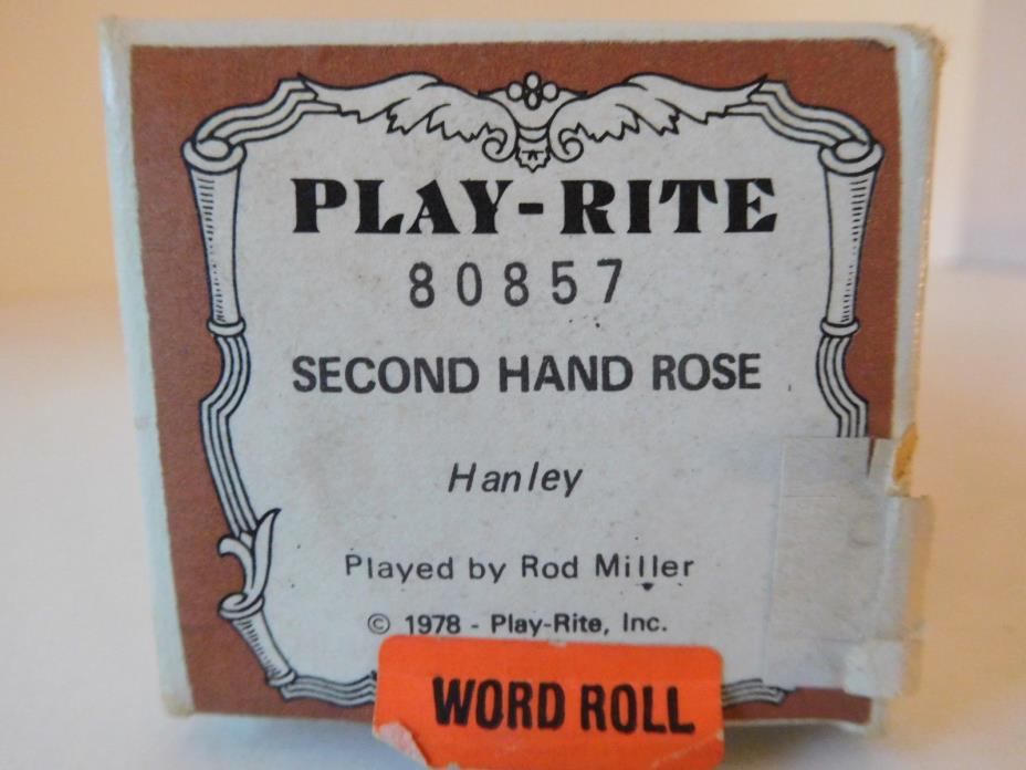 SECOND HAND ROSE - PLAY-RITE Player Piano Word Roll 80857 - NO DAMAGE