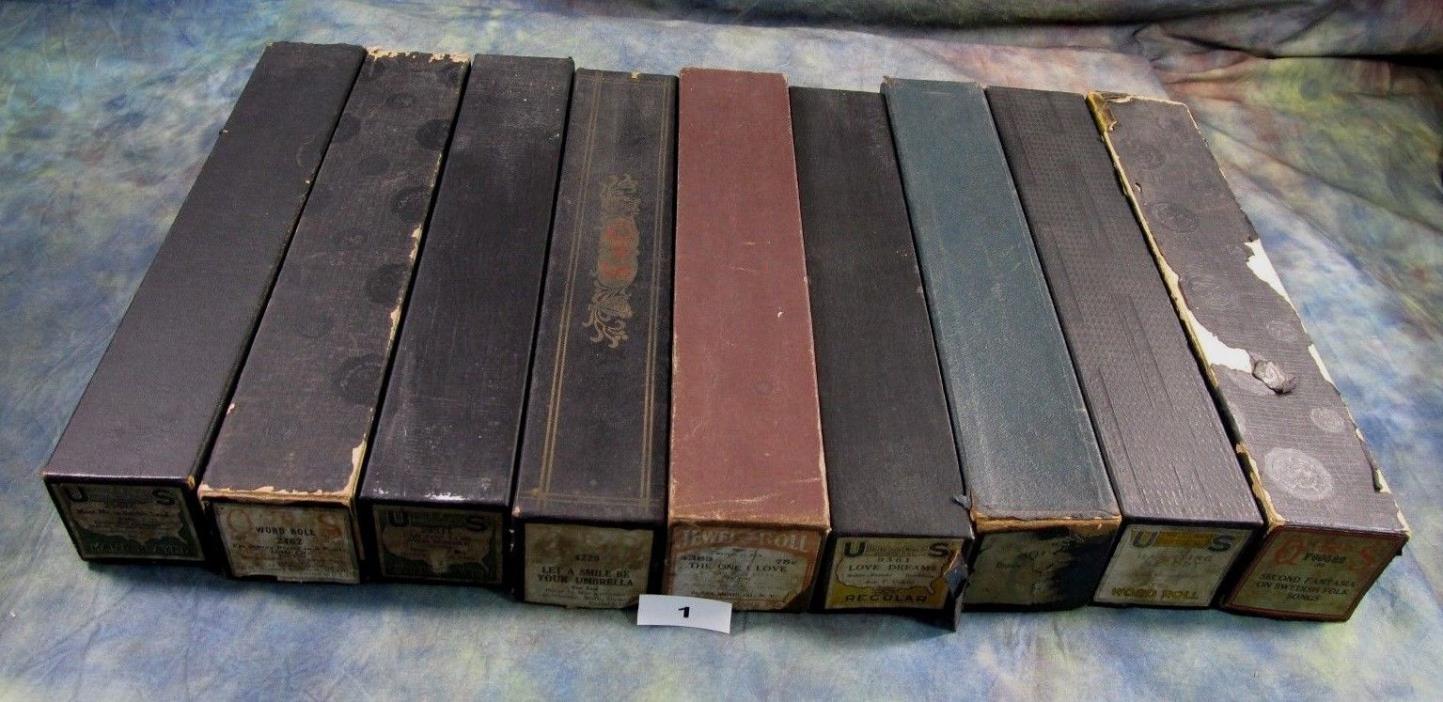 Vintage Lot of 9 Player Piano Rolls QRS, US Music, Waltz, Fox Trot