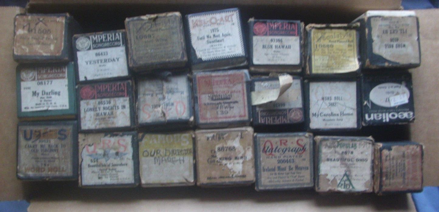 Antique Vintage Lot of 21 Player Piano Rolls Imperial QRS Mel of Art (A)