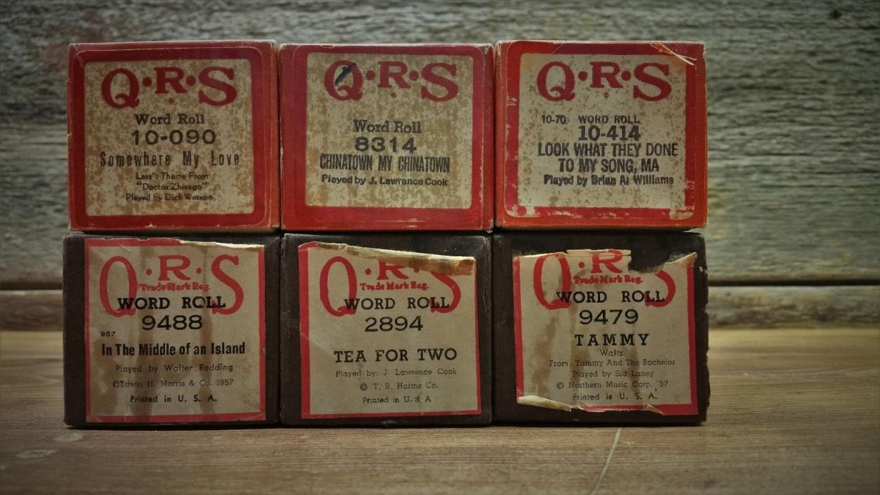 PLAYER PIANO ROLLS QRS LOT OF 6  TEA FOR TWO  plus others
