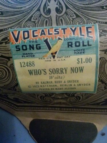 VOCALSTYLE - PIANO ROLL  - WHO'S SORRY NOW - #12488