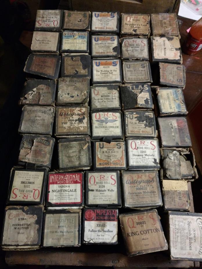 VINTAGE ANTIQUE LOT 40+ PLAYER PIANO ROLLS SHEETS QRS US Music Rolls Connorized
