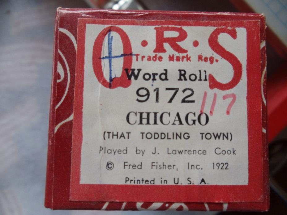 QRS 88 note Player piano roll 9172 chicago, that toddling town