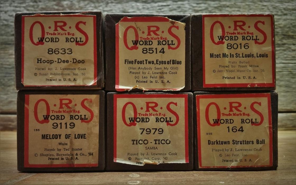PLAYER PIANO ROLLS QRS LOT OF 6  Meet Me In St. Louis, Louis  plus others
