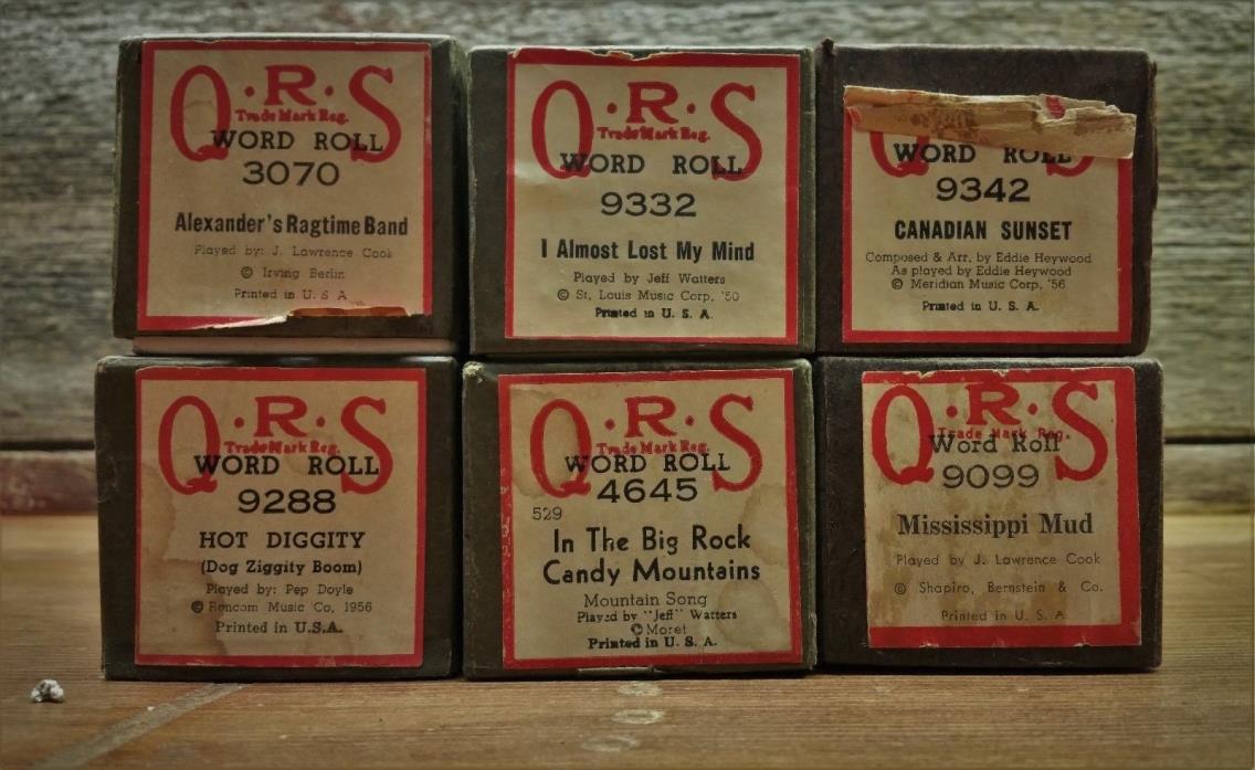 PLAYER PIANO ROLLS QRS LOT OF 6  Alexander's Ragtime Band plus others