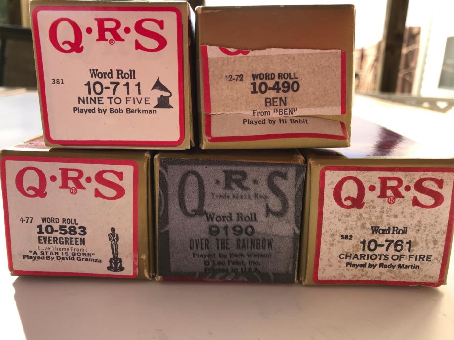 Lot of 5~MOVIE THEME~QRS Piano Rolls~9-5*Ben*Over the Rainbow*Chariots of Fire +