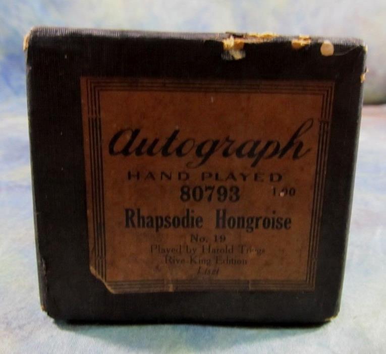 Vintage Player Piano Roll Autograph Hand Played 80793 Rhapsodie Hongroise