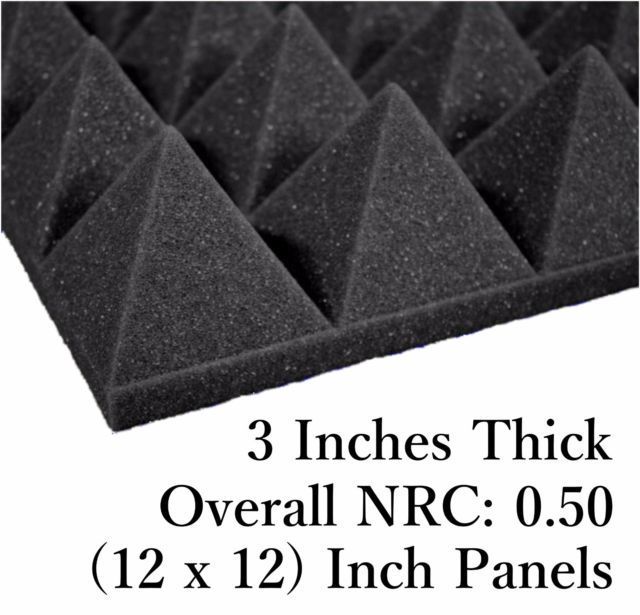 Acoustics Pyramid Foam inch 3 x 12 x 12  (40 Pack) Panel Soundproofing Charcoal