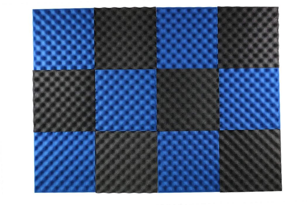 12 Pack- Ice Blue/Charcoal Acoustic Panels Studio Foam Egg Crate 1