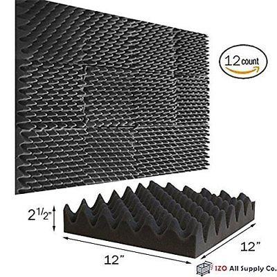 12-Pk Soundproofing Foam Acoustic Eggcrate Tiles Studio Foam Wedges 2.5