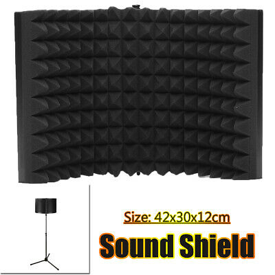Studio Microphone Isolation Sound Absorber Recording Foam Panel Shield + Mount