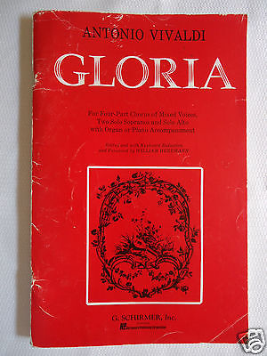 GLORIA Antonio Vivaldi SCHIRMER 1973 Four-Part Chorus Organ Piano Song Book VTG
