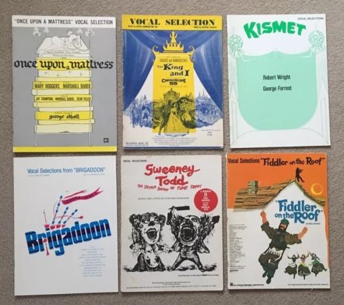 Lot of 6: Vocal Selections songbooks (Brigadoon, Fiddler, Kismet, Sweeney, more)