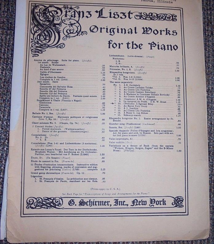 Rhapsodie hongroise No. 10 by Franz Liszt sheet music, 1938, G. Schirmer, Inc
