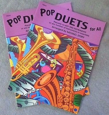 LOT OF 2 -Pop DUETS for All: VIOLIN Songbooks 2000 Arr by Michael Story 21 Songs