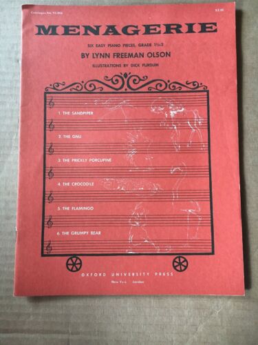Menagerie By Lynn Freeman Olson Six Easy Piano Pieces, Grade 1 1/2-2 Music Sheet