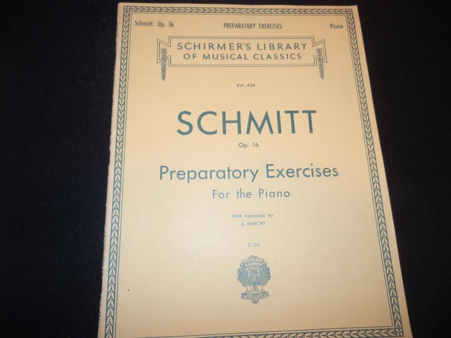 1922 SCHIRMER'S LIBRARY OF MUSICAL CLASSICS #434 SCHMITT OP16 SHEET MUSIC BOOK