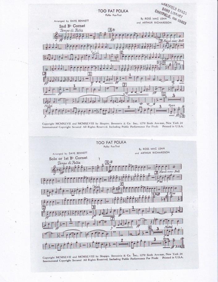 Too Fat Polka Concert Band Sheet Music