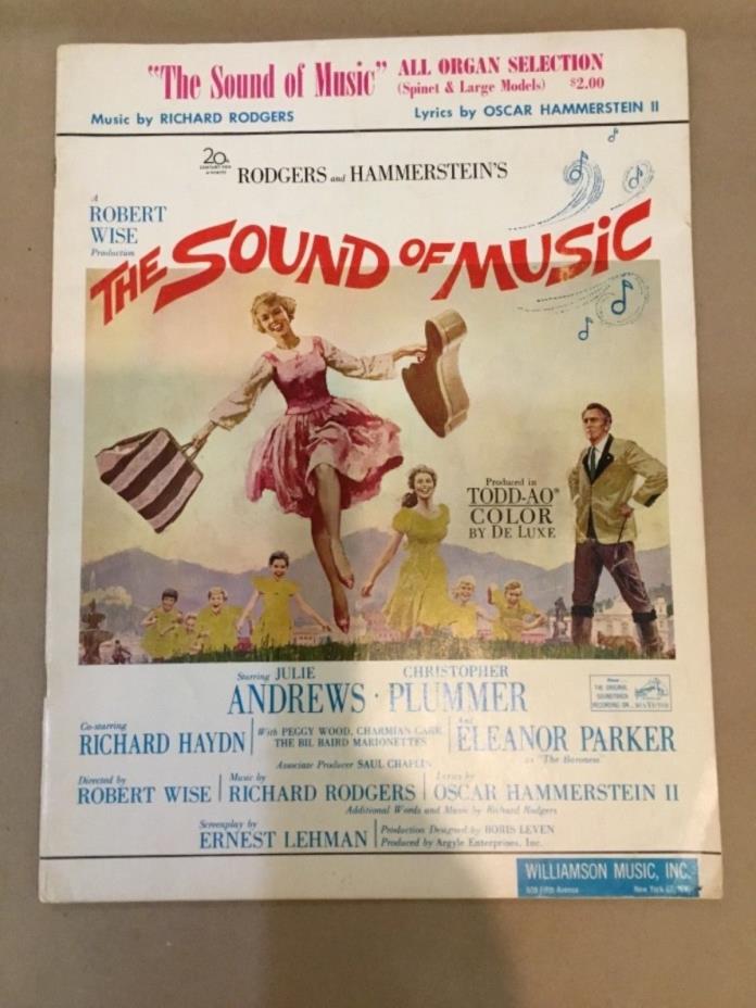 1960 THE SOUND OF MUSIC ALL ORGAN SELECTION MUSIC BOOK BY RODGERS & HAMMERSTEIN