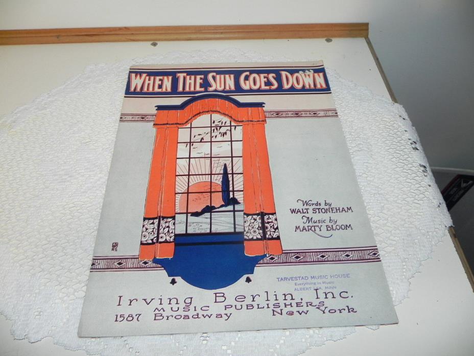 Old Sheet music......  When the Sun goes Down  1921