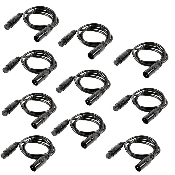 10X 3 pin DMX Cables 6.5ft Stage Par Light Cable Wire XLR for dj Lighting Par