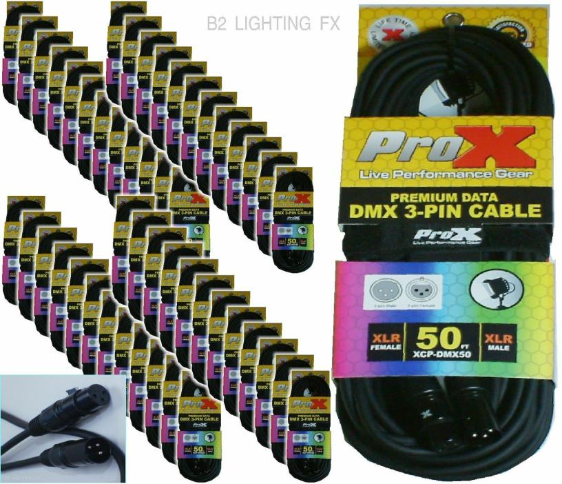 48 - 50 foot DMX Cables & straps 3-pin 50' ProX – and DMX TERMINATOR!