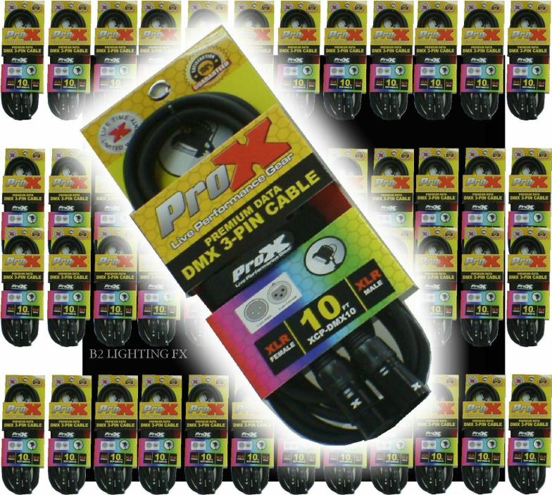 48 - 10' DMX CABLES with Straps - 3 pin Premium - ProX