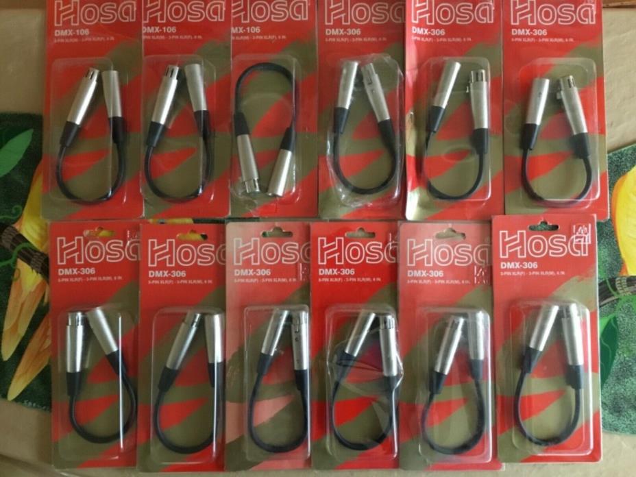 12 Hosa DMX-306 5-PIN XLR F-3-PIN XLR M, 6”/ DMX-106 5-pin M -3-pin F- 6” cables
