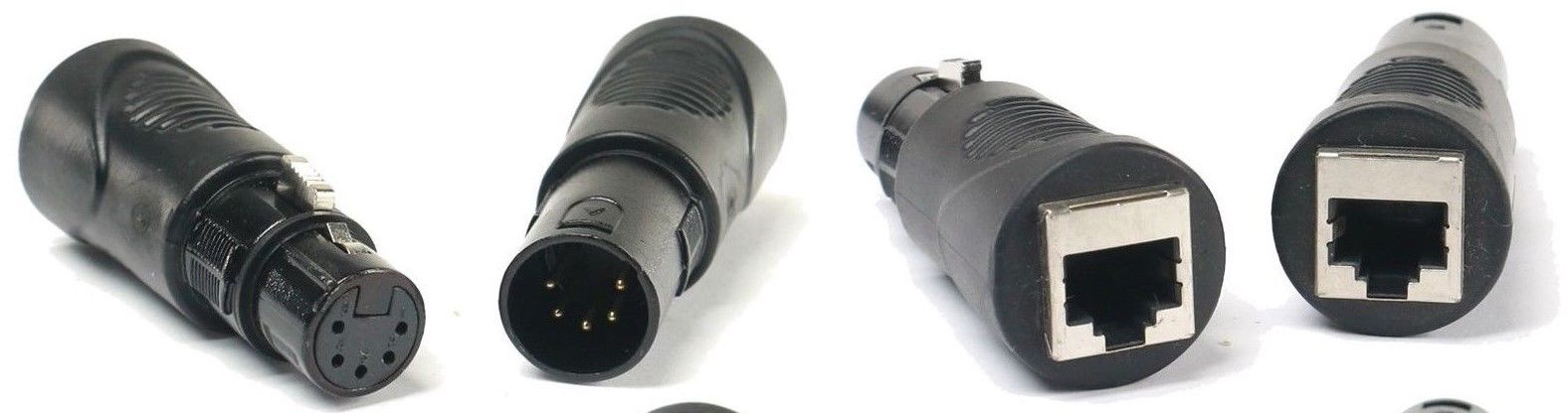 (2) RJ45 Ethernet to 5 Pin XLR DMX Female & Male Adapter Sets by VRL